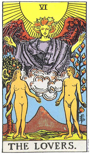 The Lovers from the Rider-Waite-Smith tarot deck