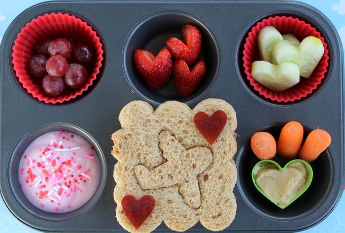 Love is in the Air Muffin Tin Meal with airplane