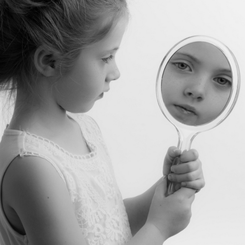 girl mirror sad