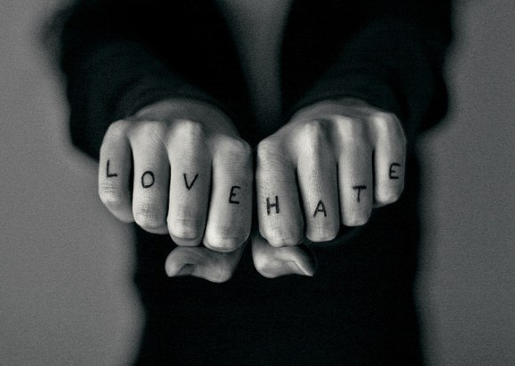 love hate hands tattoos