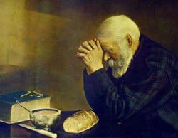 old man religion pray desk