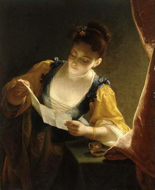 woman reading letter