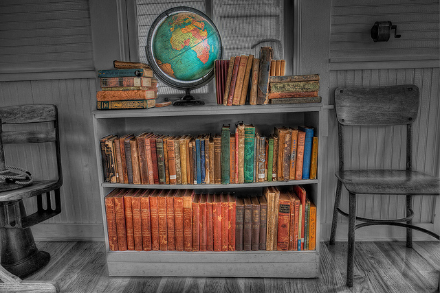 books and globe