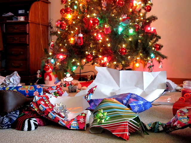 christmas wrapping mess