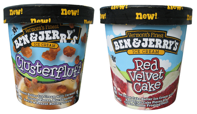 Ben & Jerry's Clusterfluff and Ben & Jerry's Red Velvet Cake