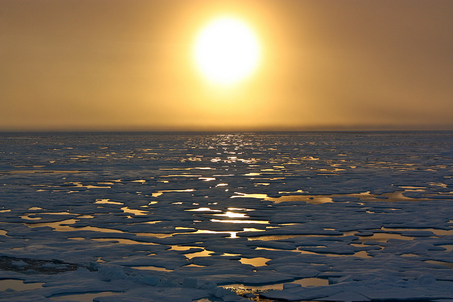 Arctic sunset ice