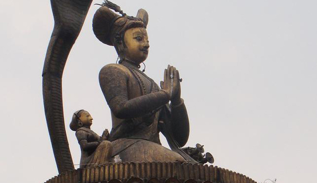 Statue of King Yoga Narendra Malla in Patan (modern day Lalitpur in the Kathmandu Valley)