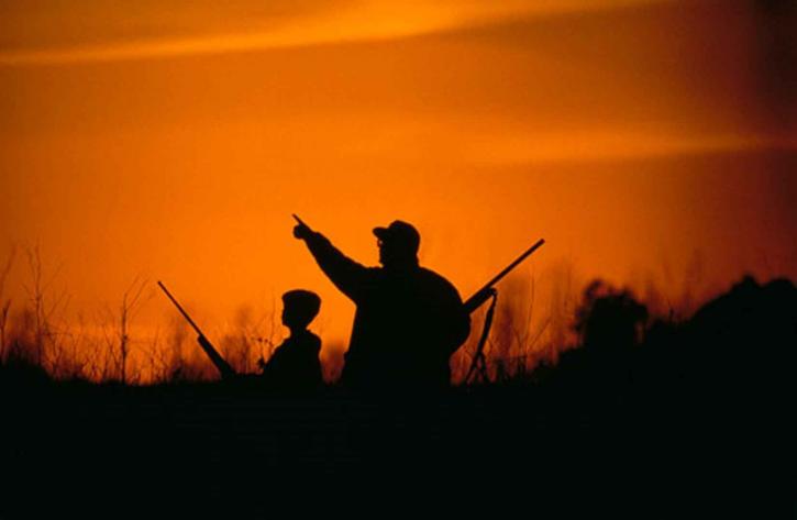 father and son, hunting