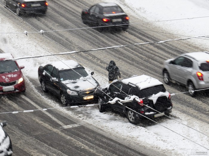a car accident in the snow
