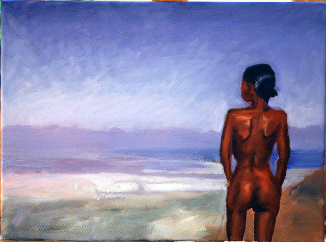 painting nude woman beach