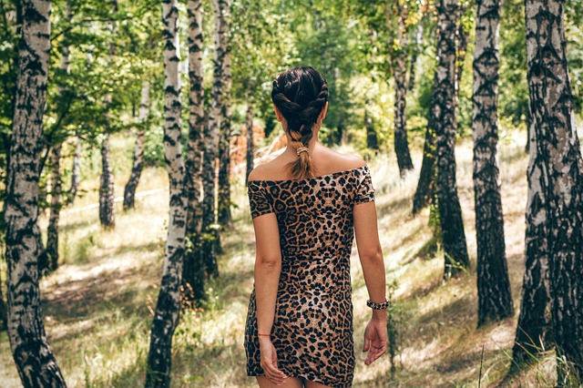 woman, strong, forest, leopard