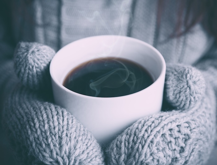cozy mittens hot coffee tea warm