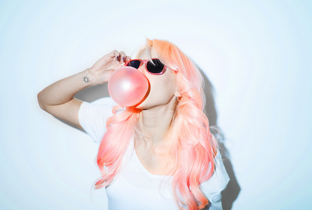 bubble gum pink woman