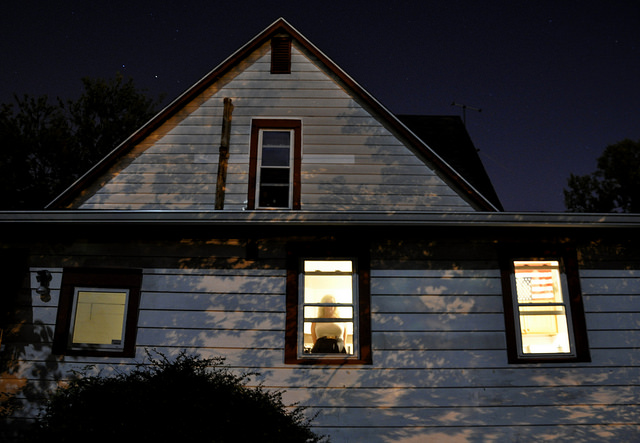 house window night home