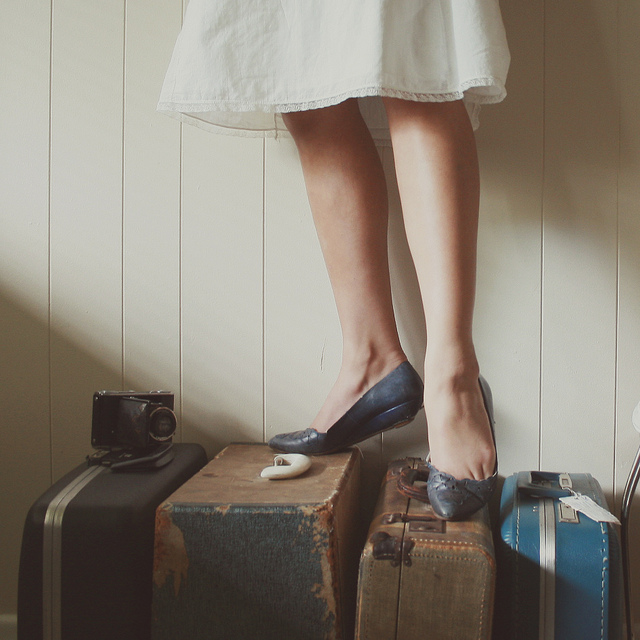 girl suitcase travel legs escape leave