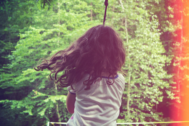 little girl, swing