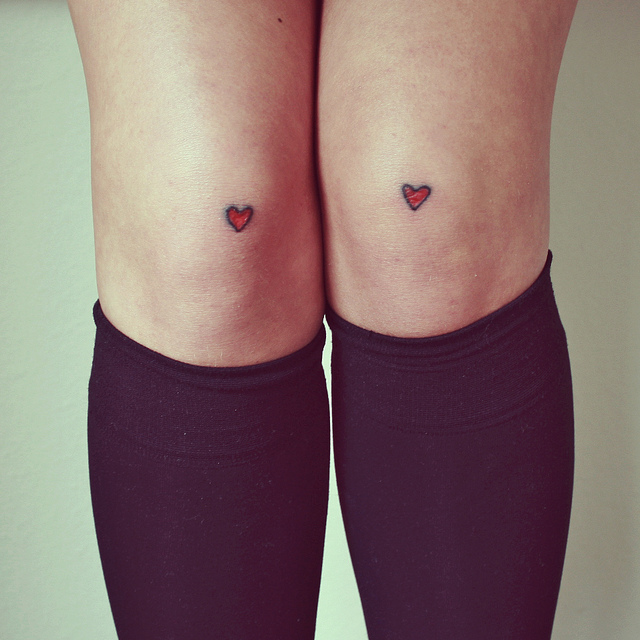 knees hearts self love tattoo legs girl