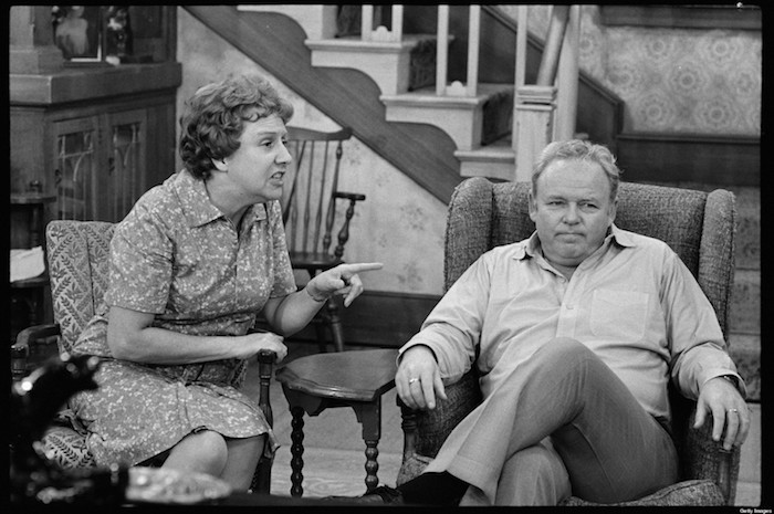 LOS ANGELES - NOVEMBER 6: ALL IN THE FAMILY Carroll O'Connor as Archie Bunker and Jean Stapleton as Edith Bunker. November 6, 1973. (Photo by CBS via Getty Images) *** Local Caption *** Carroll O'Connor;Jean Stapleton