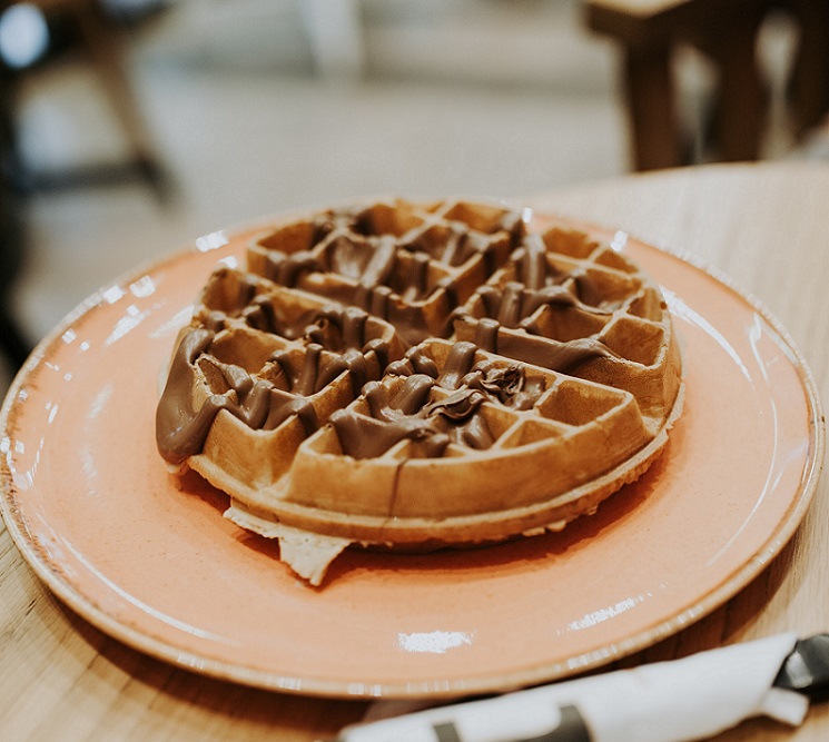 Eat waffles. Round Belgian Waffle. Wafer vs Waffle.