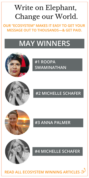 Image of Elephant Journal's top four ecosystem winning authors for the month of May 2026.